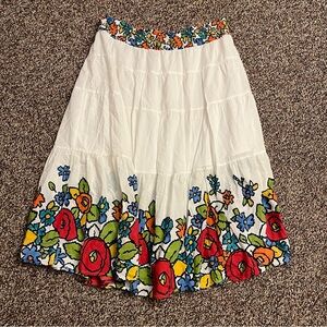 Multicolored Floral Tiered Midi Skirt